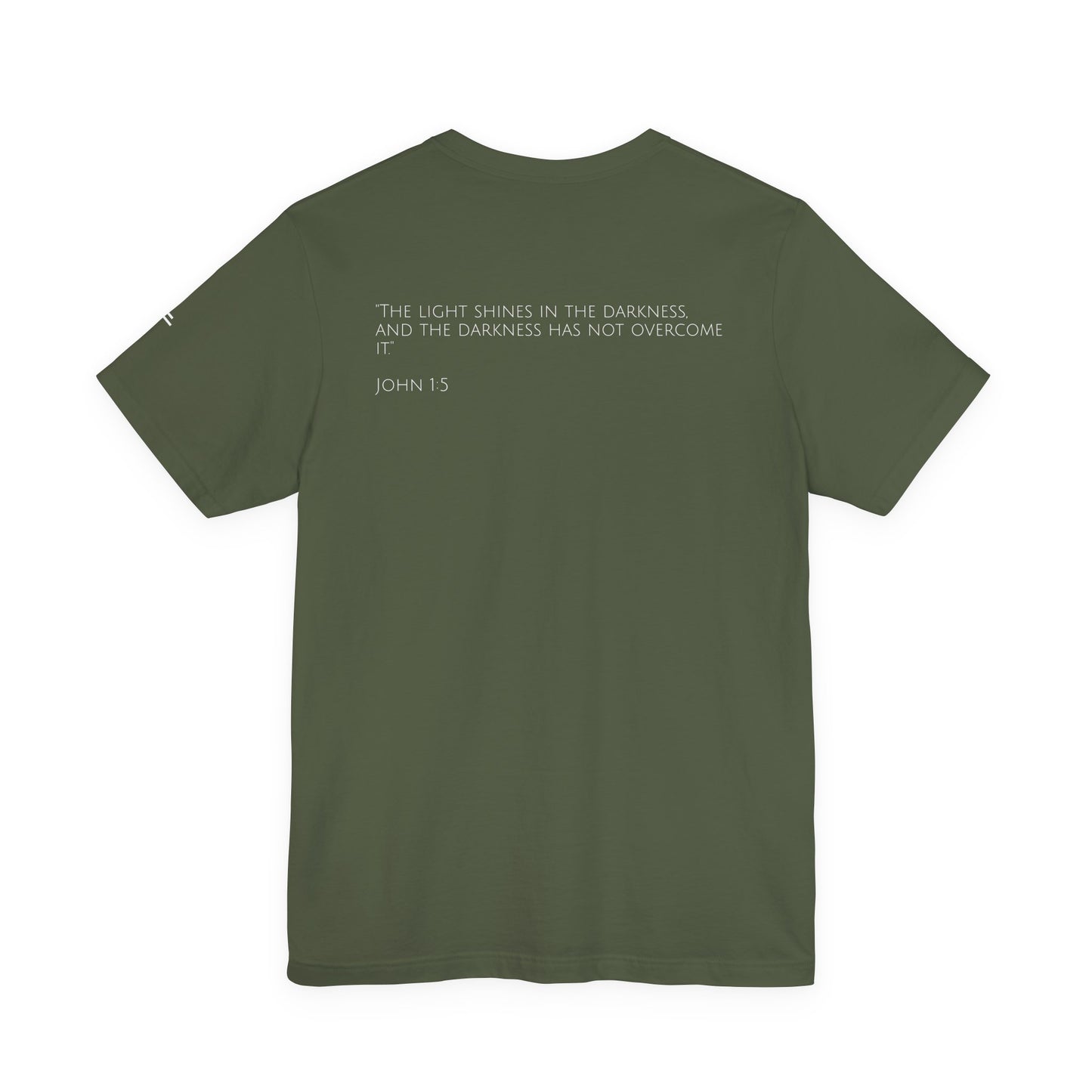 John 1:5 (Rising Above Darkness) Bible Verse | Christian Shirt