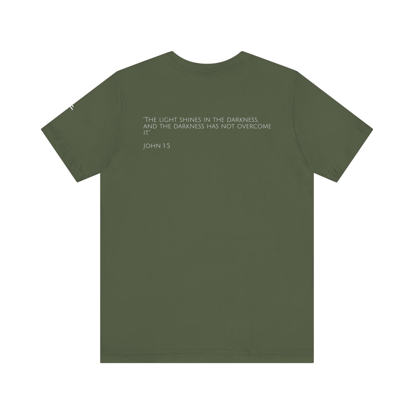 John 1:5 (Rising Above Darkness) Bible Verse | Christian Shirt