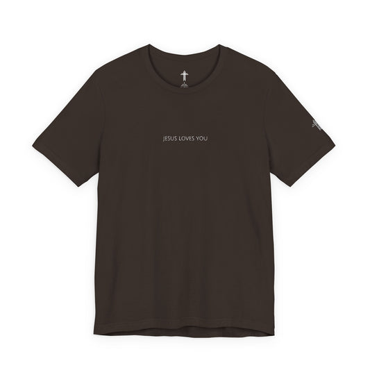Jesus Loves You Embroidered Christian T Shirt | Minimal Faith Tee
