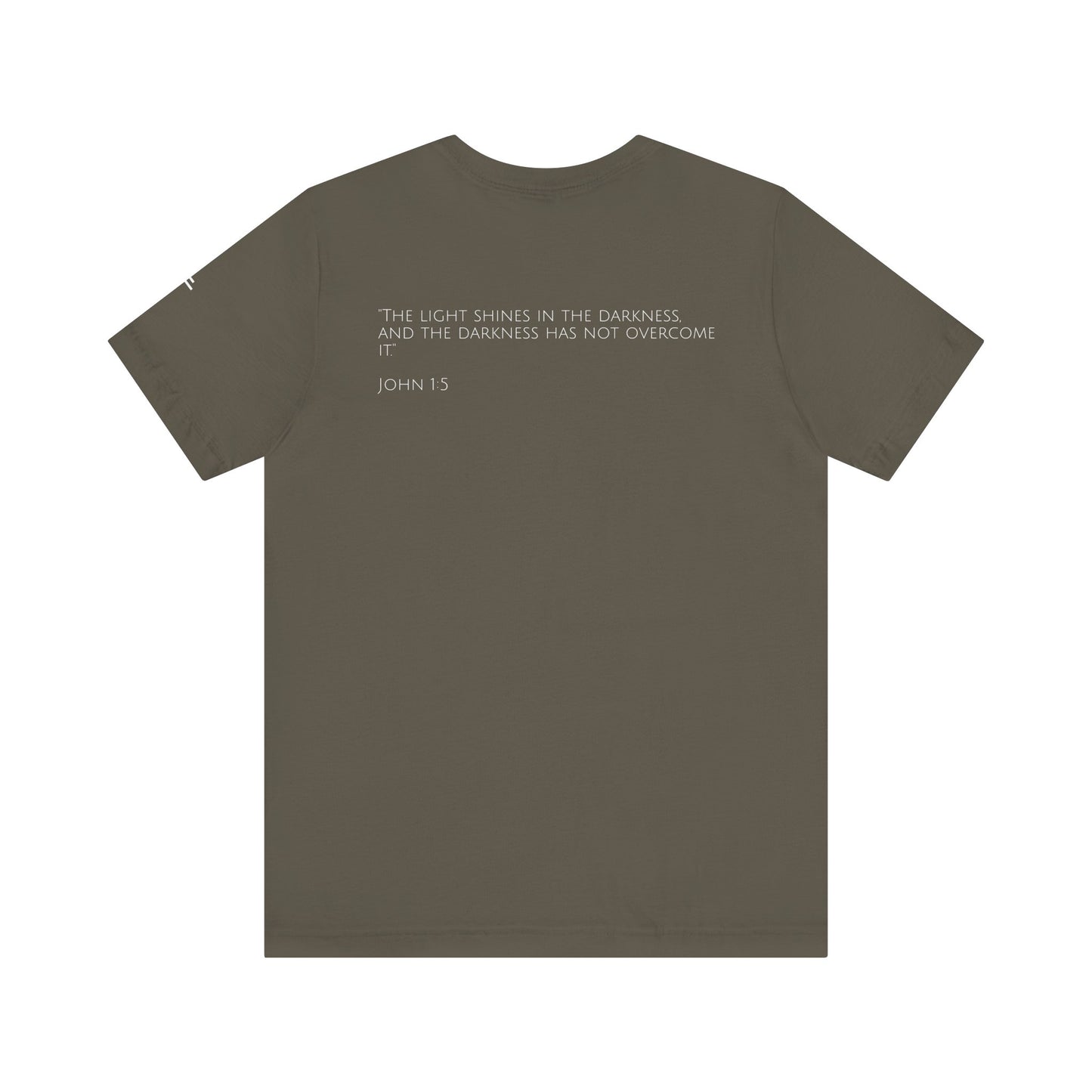 John 1:5 (Rising Above Darkness) Bible Verse | Christian Shirt