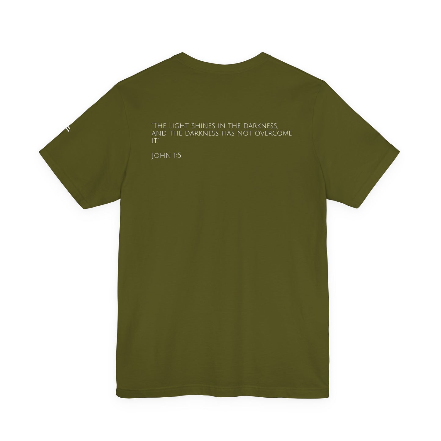 John 1:5 (Rising Above Darkness) Bible Verse | Christian Shirt