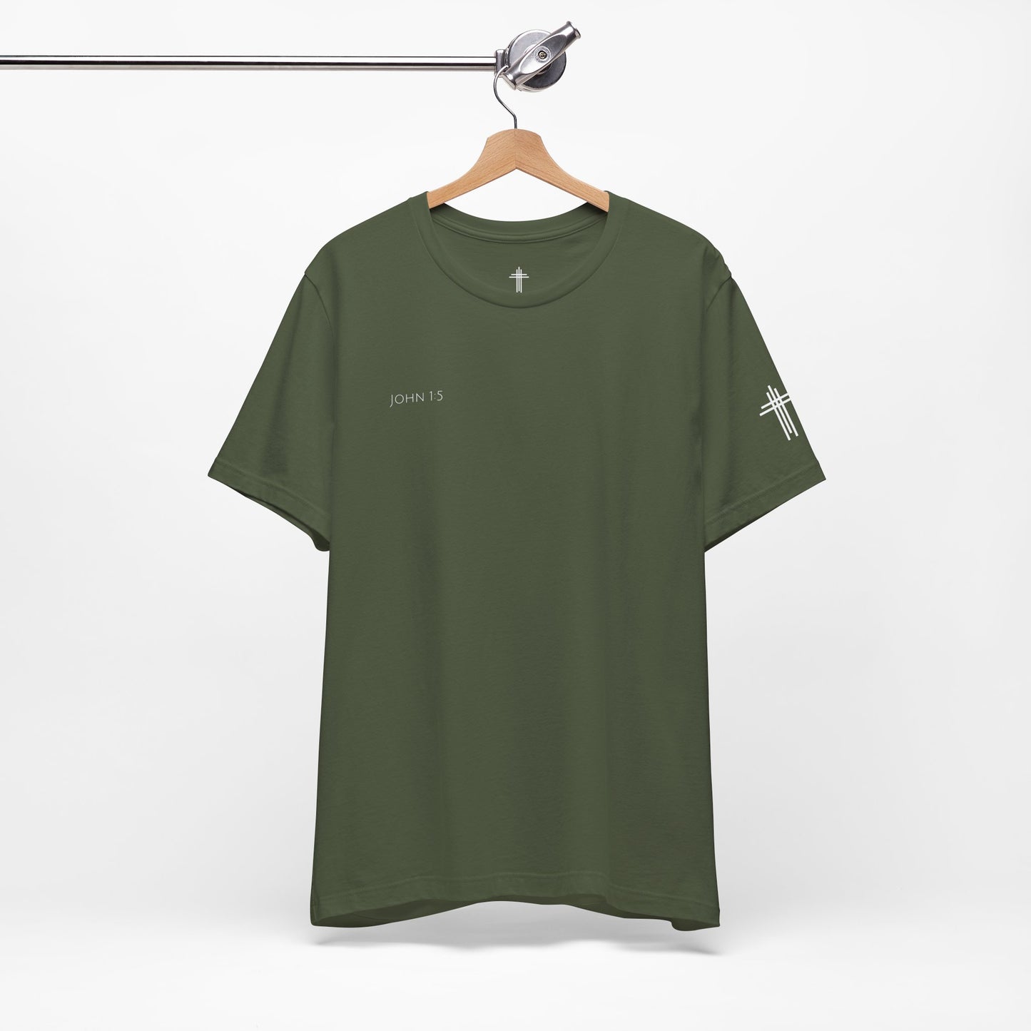 John 1:5 (Rising Above Darkness) Bible Verse | Christian Shirt