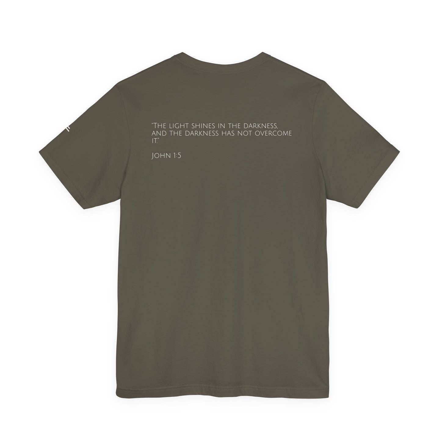 John 1:5 (Rising Above Darkness) Bible Verse | Christian Shirt