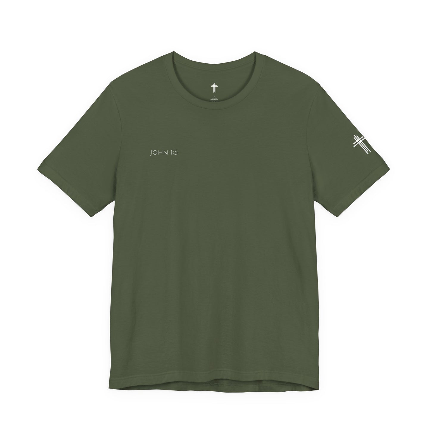 John 1:5 (Rising Above Darkness) Bible Verse | Christian Shirt