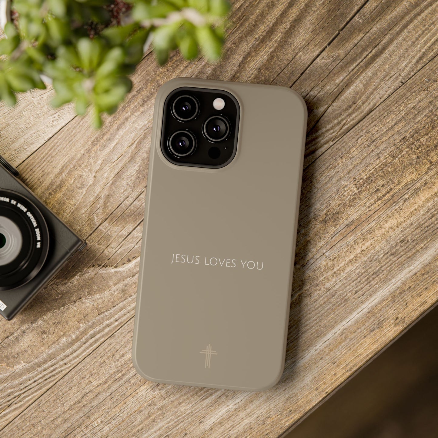 Jesus Loves You Tan iPhone Case | Minimal Christian Faith Phone Case