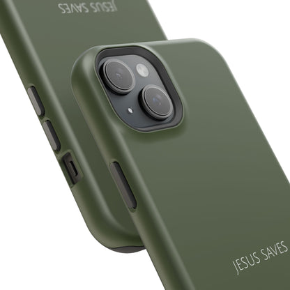 Jesus Saves Green iPhone Case | Minimal Christian Faith Phone Case