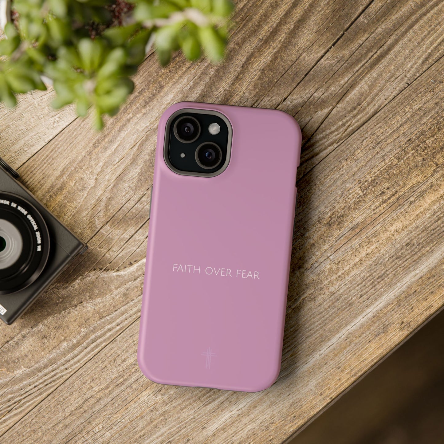 Faith Over Fear Pink iPhone Case | Minimal Christian Faith Phone Case