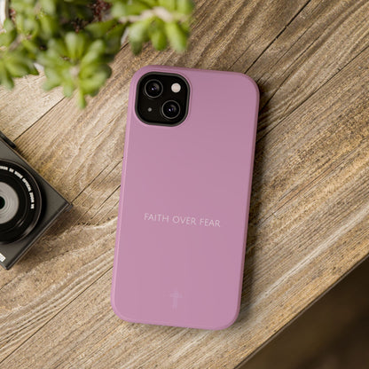 Faith Over Fear Pink iPhone Case | Minimal Christian Faith Phone Case