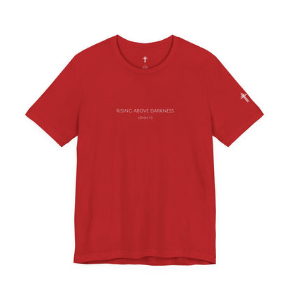 Rising Above Darkness John 1:5 Christian T Shirt | Minimal Faith Tee