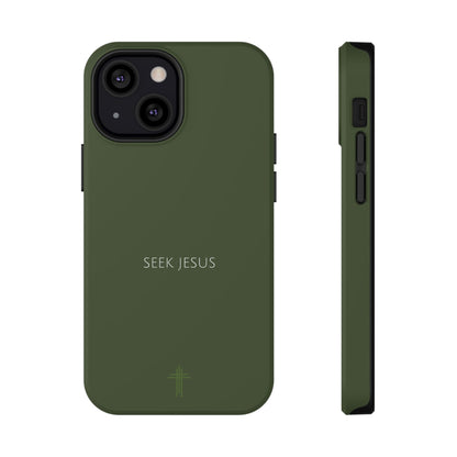 Seek Jesus Green iPhone Case | Minimal Christian Faith Phone Case