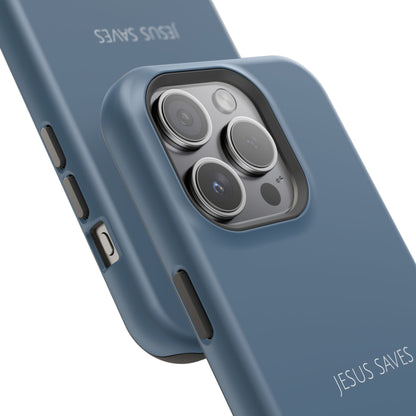 Jesus Saves Blue iPhone Case | Minimal Christian Faith Phone Case