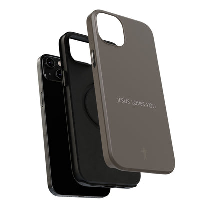 Jesus Loves You Brown iPhone Case | Minimal Christian Faith Phone Case