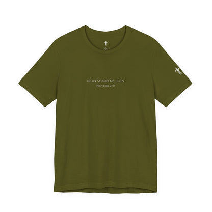 Iron Sharpens Iron Proverbs 27:17  Christian T Shirt | Minimal Faith Tee