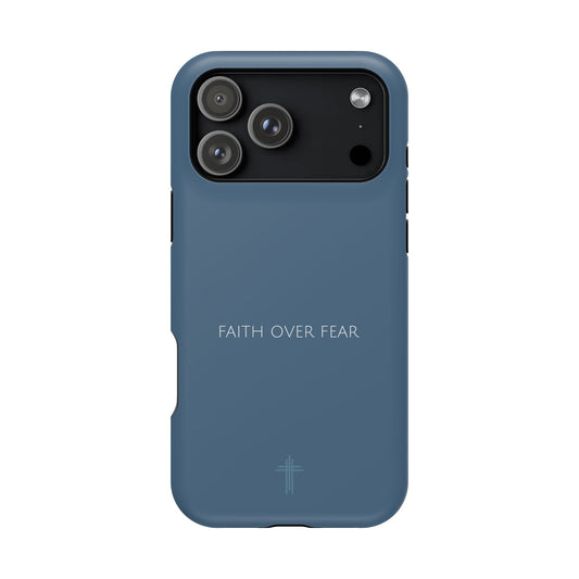 Faith Over Fear Blue iPhone Case | Minimal Christian Faith Phone Case