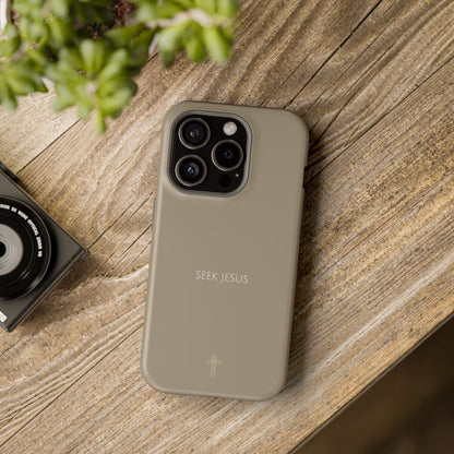 Seek Jesus Tan iPhone Case | Minimal Christian Faith Phone Case