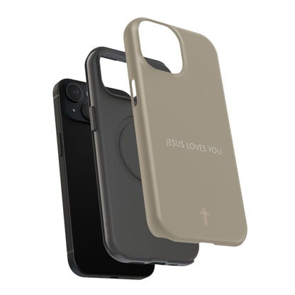 Jesus Loves You Tan iPhone Case | Minimal Christian Faith Phone Case