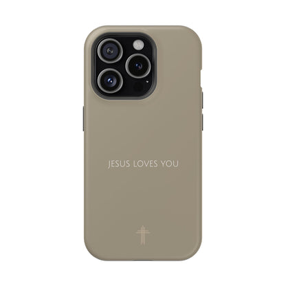 Jesus Loves You Tan iPhone Case | Minimal Christian Faith Phone Case