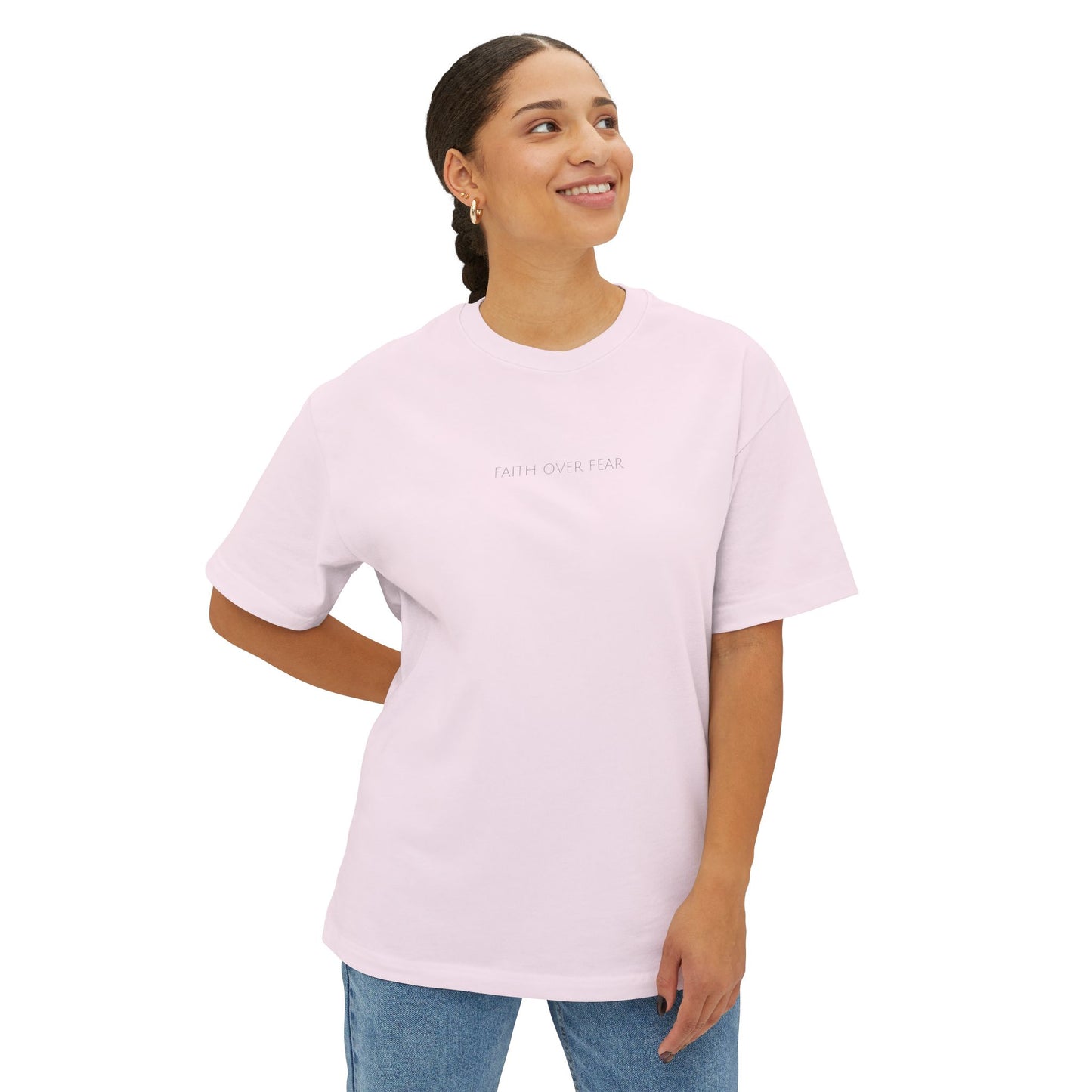 Faith Over Fear Oversized Boxy Christian T-Shirt | Minimal Faith-Based Apparel