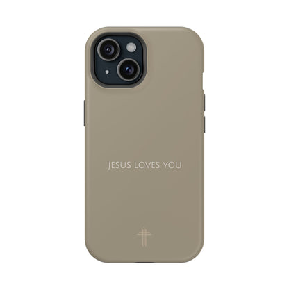 Jesus Loves You Tan iPhone Case | Minimal Christian Faith Phone Case