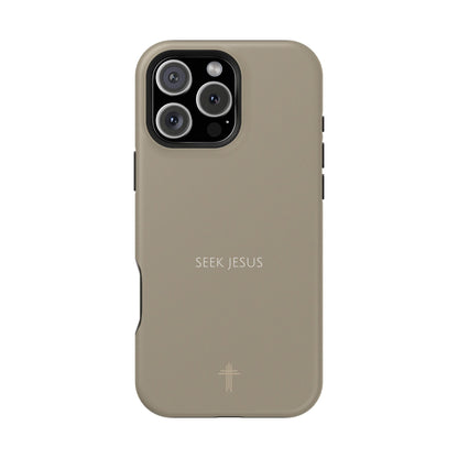 Seek Jesus Tan iPhone Case | Minimal Christian Faith Phone Case