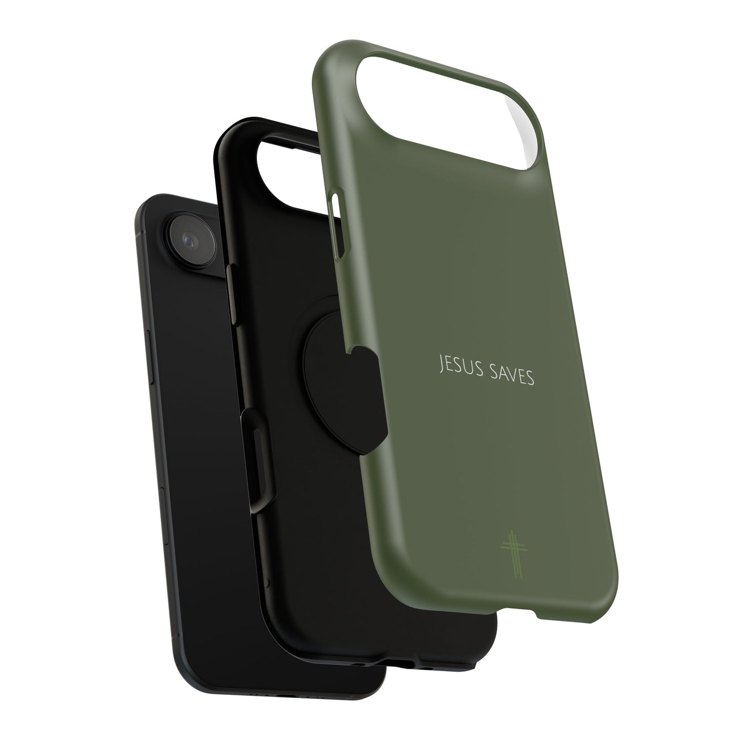 Jesus Saves Green iPhone Case | Minimal Christian Faith Phone Case