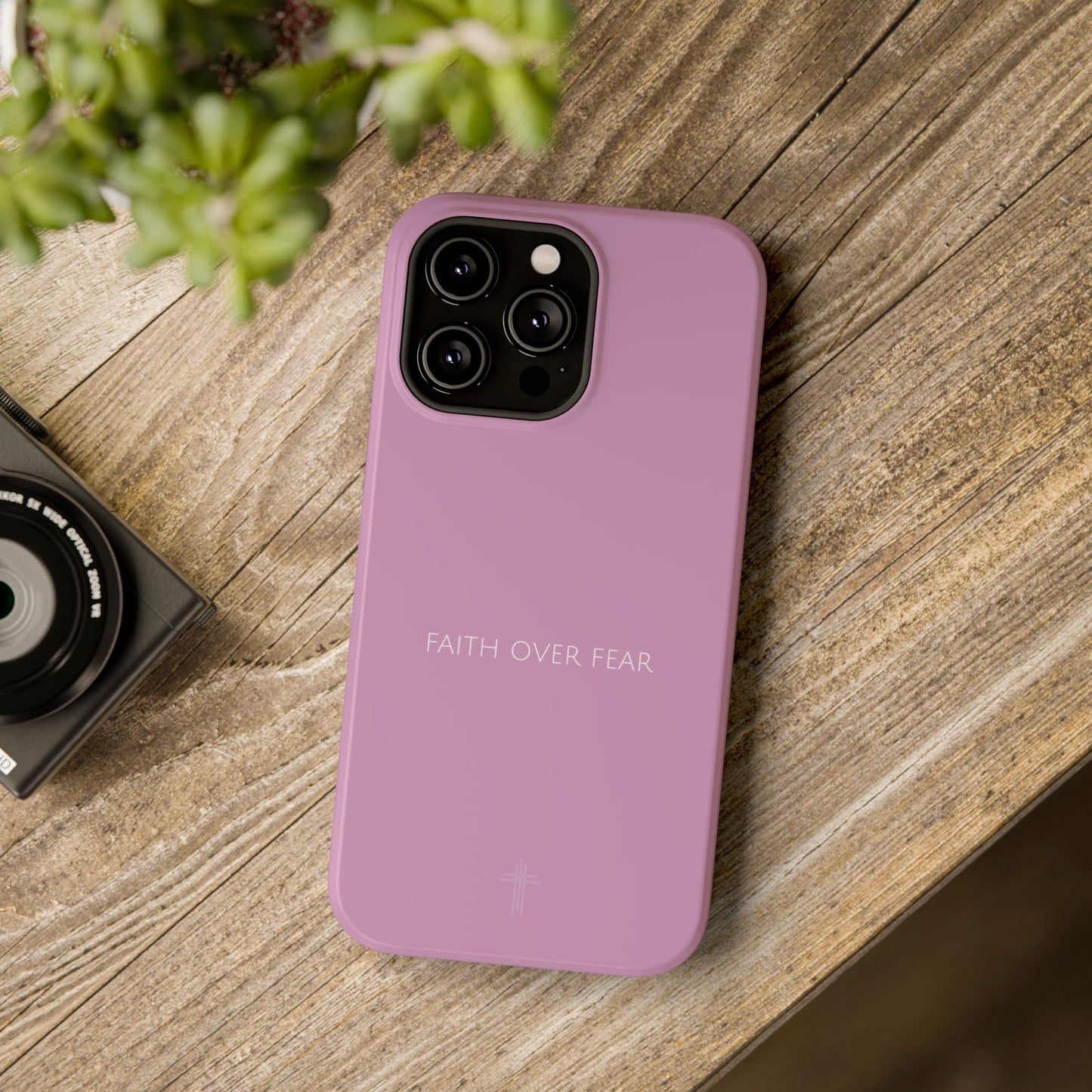 Faith Over Fear Pink iPhone Case | Minimal Christian Faith Phone Case