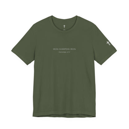 Iron Sharpens Iron Proverbs 27:17  Christian T Shirt | Minimal Faith Tee