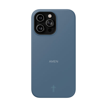 Amen Blue iPhone Case | Minimal Christian Faith Phone Case