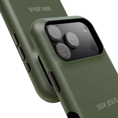 Seek Jesus Green iPhone Case | Minimal Christian Faith Phone Case