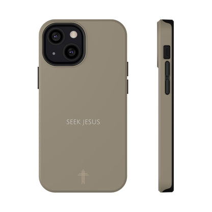 Seek Jesus Tan iPhone Case | Minimal Christian Faith Phone Case