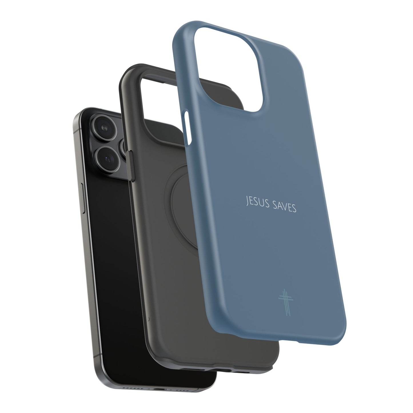 Jesus Saves Blue iPhone Case | Minimal Christian Faith Phone Case