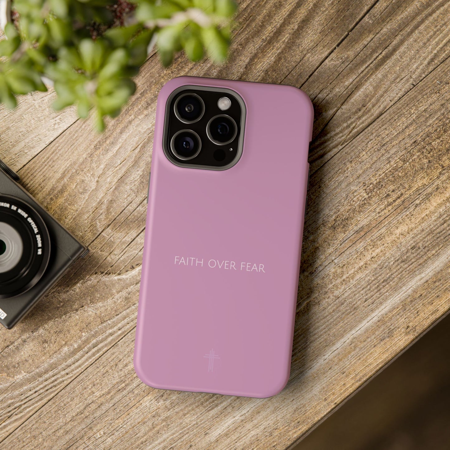 Faith Over Fear Pink iPhone Case | Minimal Christian Faith Phone Case