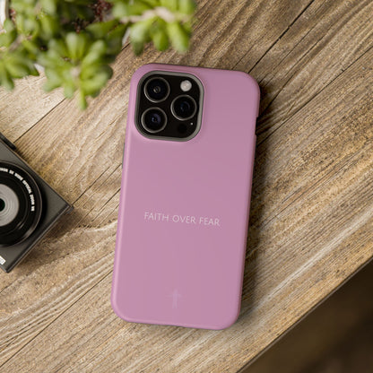 Faith Over Fear Pink iPhone Case | Minimal Christian Faith Phone Case