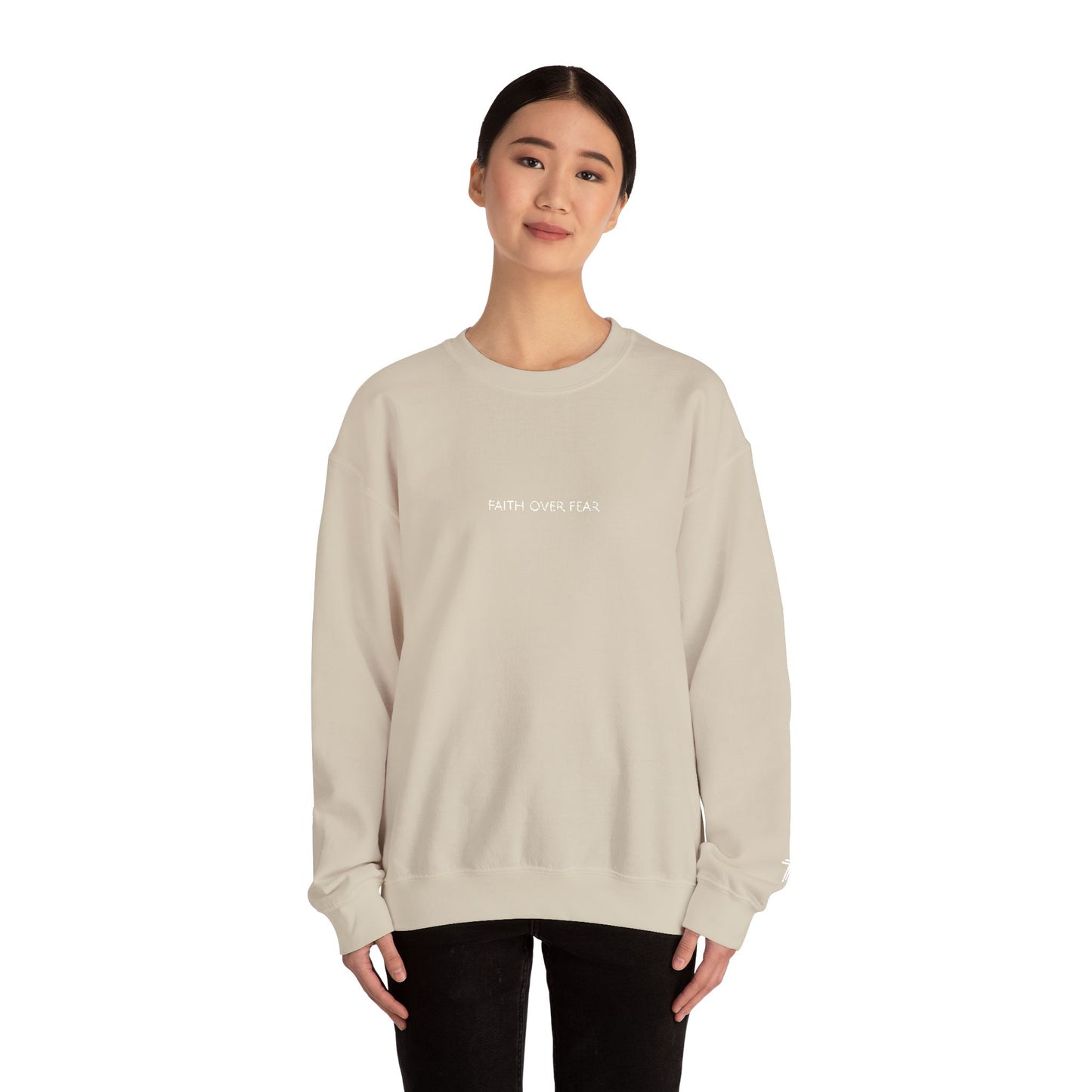 Faith Over Fear Embroidered Crewneck | Minimal Christian Sweatshirt