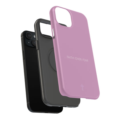 Faith Over Fear Pink iPhone Case | Minimal Christian Faith Phone Case