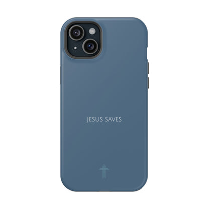 Jesus Saves Blue iPhone Case | Minimal Christian Faith Phone Case