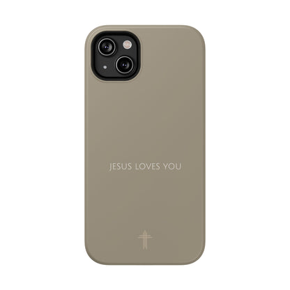 Jesus Loves You Tan iPhone Case | Minimal Christian Faith Phone Case