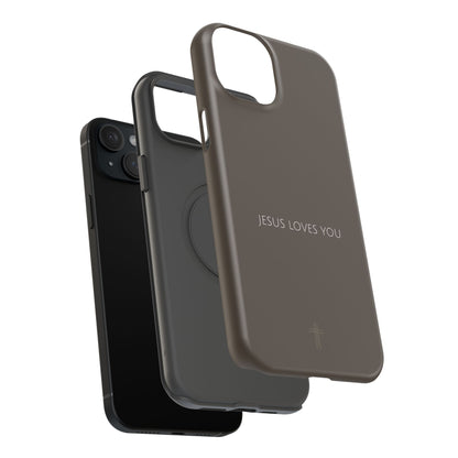 Jesus Loves You Brown iPhone Case | Minimal Christian Faith Phone Case
