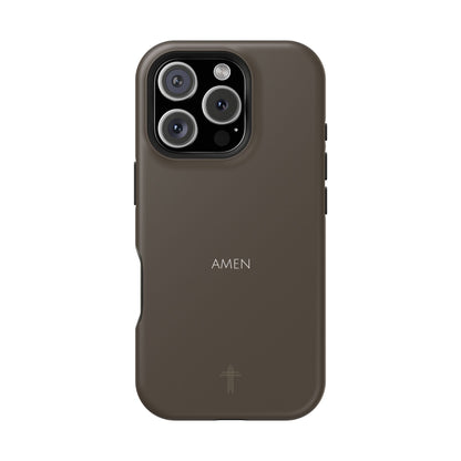 Amen Brown iPhone Case | Minimal Christian Faith Phone Case