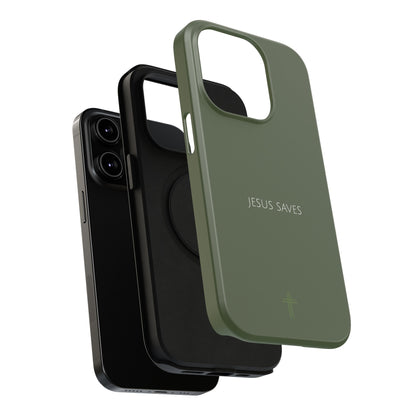 Jesus Saves Green iPhone Case | Minimal Christian Faith Phone Case