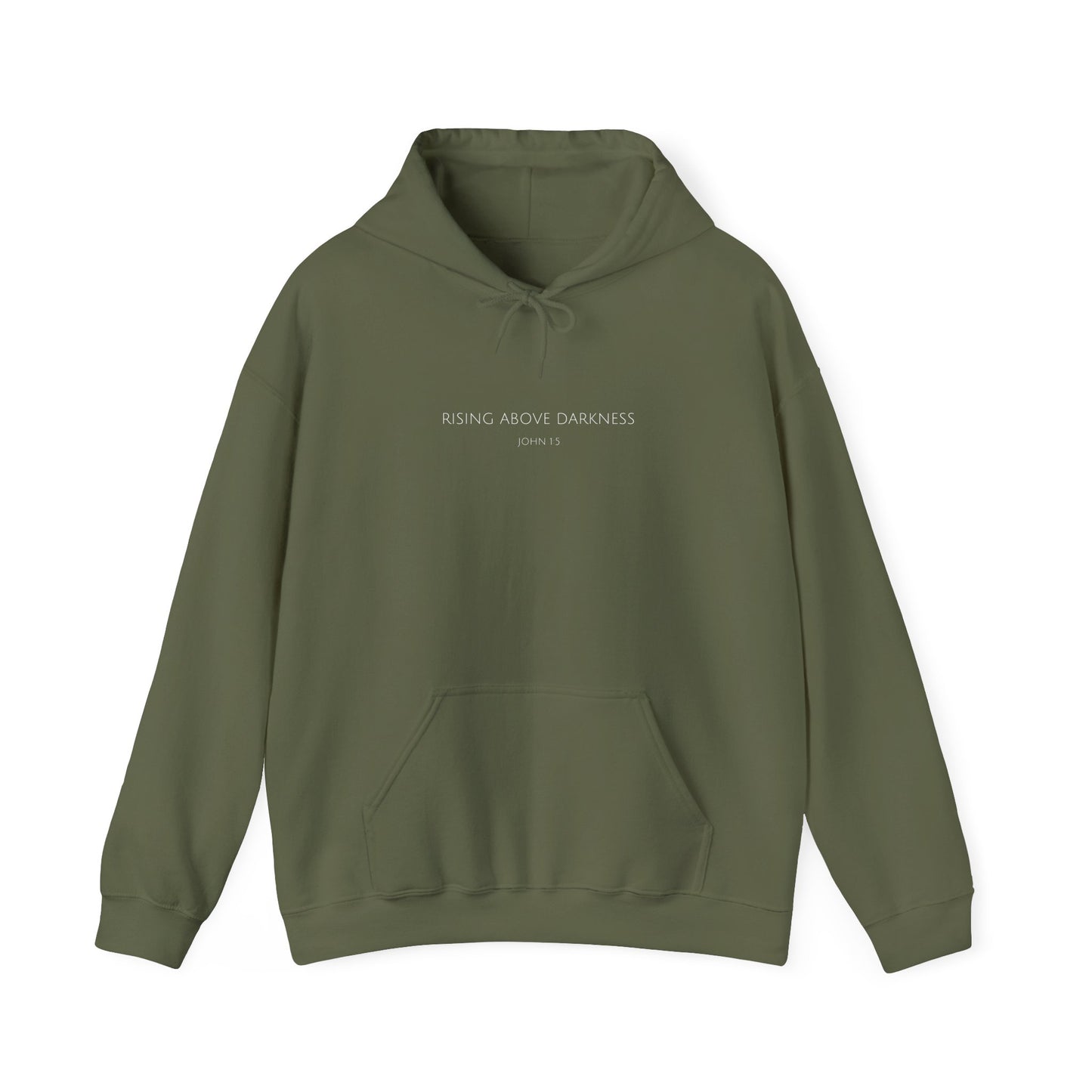 Rising Above Darkness John 1:5 Hoodie | Minimal Christian Faith-Based Apparel