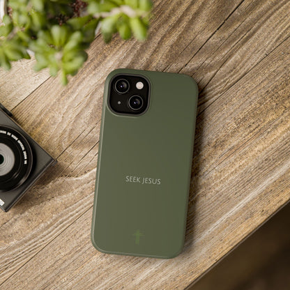 Seek Jesus Green iPhone Case | Minimal Christian Faith Phone Case