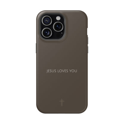 Jesus Loves You Brown iPhone Case | Minimal Christian Faith Phone Case