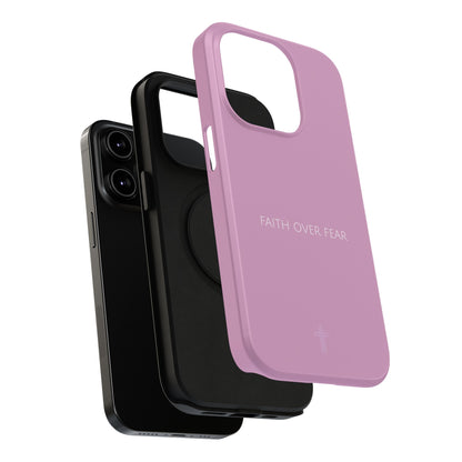 Faith Over Fear Pink iPhone Case | Minimal Christian Faith Phone Case