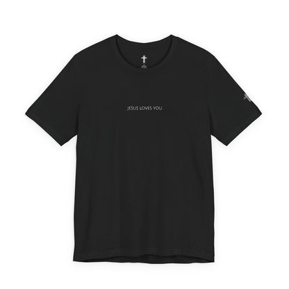 Jesus Loves You Embroidered Christian T Shirt | Minimal Faith Tee