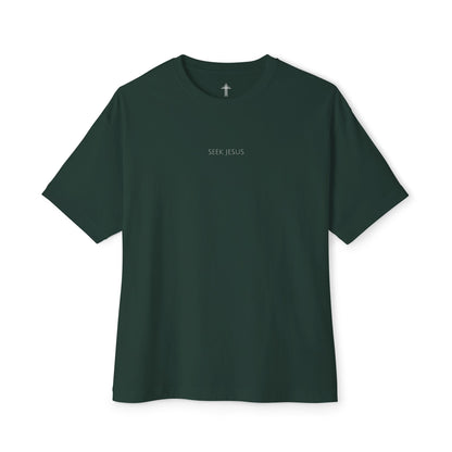 Seek Jesus Oversized Boxy Christian T-Shirt | Minimal Faith-Based Apparel