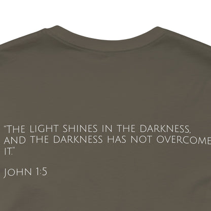 John 1:5 (Rising Above Darkness) Bible Verse | Christian Shirt