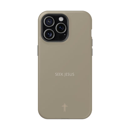 Seek Jesus Tan iPhone Case | Minimal Christian Faith Phone Case