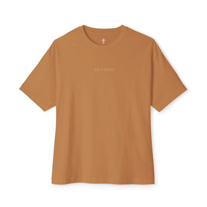 Jesus Saves Oversized Boxy Christian T-Shirt | Minimal Faith-Based Apparel