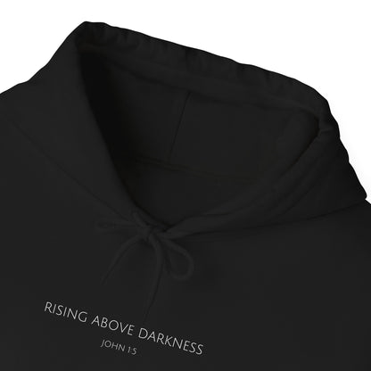 Rising Above Darkness John 1:5 Hoodie | Minimal Christian Faith-Based Apparel
